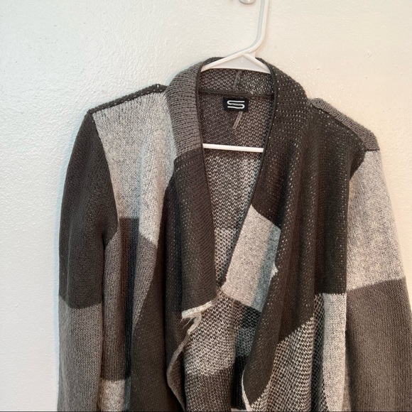 Sioni Waterfall Cardigan Gray Checkered - Picture 4 of 9